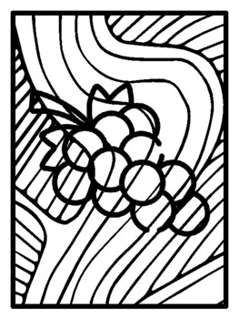 50 Fruits  Vegetables Pop Art Inspired Coloring Pages, Early Finisher