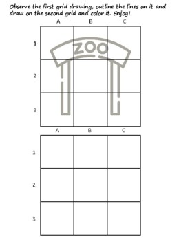 80 In The Zoo Easy Grid Drawing Activities, In The Zoo Art Sub Plan, Grid Art