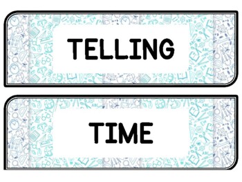 Back To School Clock Labels for Telling Time #101Sheet Size: 8.5 by 11 inch
