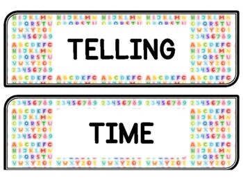 Back To School Clock Labels for Telling Time #105Sheet Size: 8.5 by 11 inch