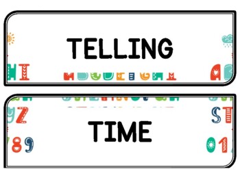 Back To School Clock Labels for Telling Time #108Sheet Size: 8.5 by 11 inch