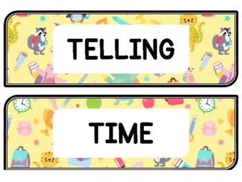 Back To School Clock Labels for Telling Time #110Sheet Size: 8.5 by 11 inch