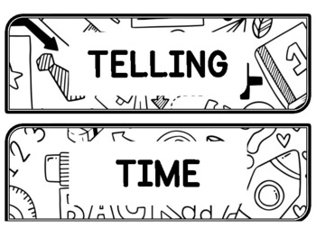 Back To School Clock Labels for Telling Time #111Sheet Size: 8.5 by 11 inch