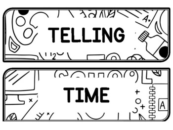 Back To School Clock Labels for Telling Time #112Sheet Size: 8.5 by 11 inch