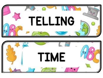 Back To School Clock Labels for Telling Time #114Sheet Size: 8.5 by 11 inch