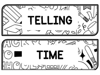 Back To School Clock Labels for Telling Time #119Sheet Size: 8.5 by 11 inch