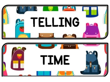 Back To School Clock Labels for Telling Time #126Sheet Size: 8.5 by 11 inch