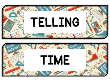 Back To School Clock Labels for Telling Time #12Sheet Size: 8.5 by 11 inch