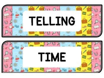 Back To School Clock Labels for Telling Time #15Sheet Size: 8.5 by 11 inch