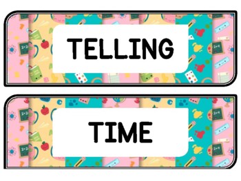Back To School Clock Labels for Telling Time #24Sheet Size: 8.5 by 11 inch
