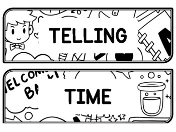 Back To School Clock Labels for Telling Time #25Sheet Size: 8.5 by 11 inch