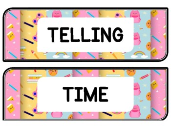Back To School Clock Labels for Telling Time #2Sheet Size: 8.5 by 11 inch