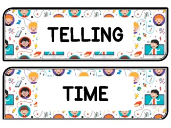 Back To School Clock Labels for Telling Time #49Sheet Size: 8.5 by 11 inch