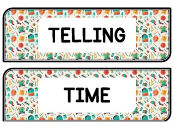 Back To School Clock Labels for Telling Time #52Sheet Size: 8.5 by 11 inch