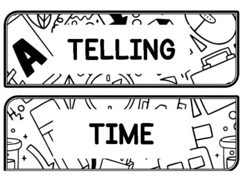 Back To School Clock Labels for Telling Time #56Sheet Size: 8.5 by 11 inch