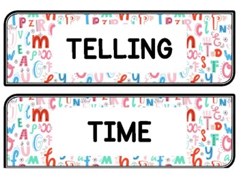 Back To School Clock Labels for Telling Time #63Sheet Size: 8.5 by 11 inch