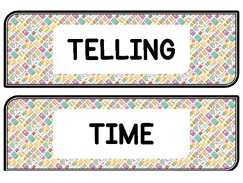Back To School Clock Labels for Telling Time #64Sheet Size: 8.5 by 11 inch