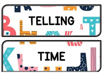 Back To School Clock Labels for Telling Time #66Sheet Size: 8.5 by 11 inch