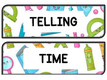 Back To School Clock Labels for Telling Time #74Sheet Size: 8.5 by 11 inch