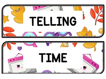Back To School Clock Labels for Telling Time #77Sheet Size: 8.5 by 11 inch