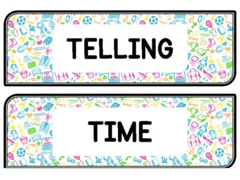 Back To School Clock Labels for Telling Time #80Sheet Size: 8.5 by 11 inch