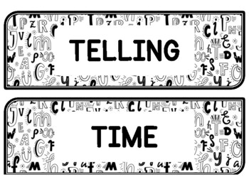 Back To School Clock Labels for Telling Time #82Sheet Size: 8.5 by 11 inch