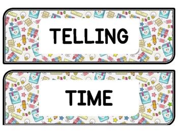 Back To School Clock Labels for Telling Time #92Sheet Size: 8.5 by 11 inch