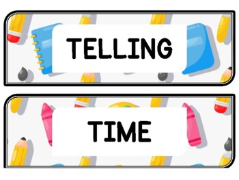 Back To School Clock Labels for Telling Time #96Sheet Size: 8.5 by 11 inch