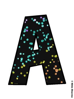 Black Glitter Rainbow Fall Bulletin Board Letters, Fall Hallway Display Lette
