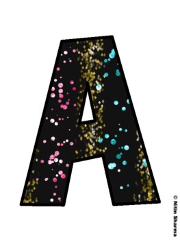 Black Glitter Rainbow Fall Bulletin Board Letters, Fall Hallway Display Lette