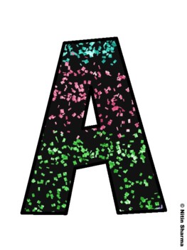 Black Glitter Rainbow Fall Bulletin Board Letters, Fall Hallway Display Lette