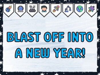 BLAST OFF INTO A NEW YEAR! Galaxy Bulletin Board Kit & Door Décor