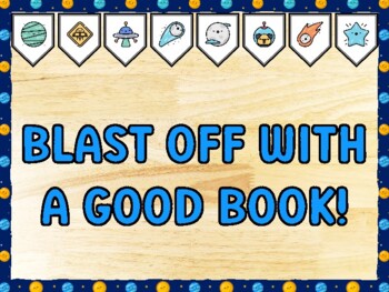 BLAST OFF WITH A GOOD BOOK! Galaxy Bulletin Board Kit & Door Décor