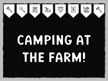 CAMPING AT THE FARM! Ready to print Farm Bulletin Board Kit, Farm Classroom Dec
