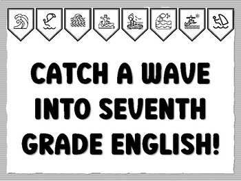 CATCH A WAVE INTO SEVENTH GRADE ENGLISH! Wave Bulletin Board Kit, Ready to prin