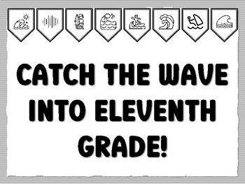 CATCH THE WAVE INTO ELEVENTH GRADE! Wave Bulletin Board Kit, Ready to print Wav