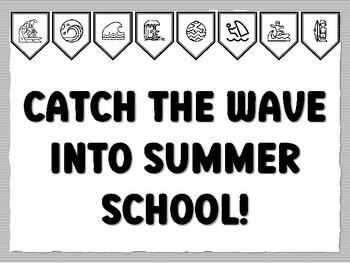 CATCH THE WAVE INTO SUMMER SCHOOL! Wave Bulletin Board Kit, Ready to print Wave