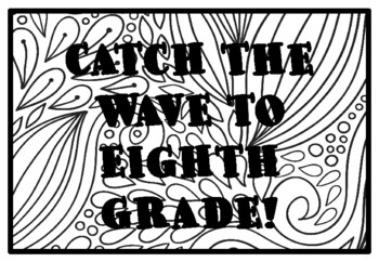 CATCH THE WAVE TO EIGHTH GRADE!, Summer Activity, Summer Coloring Pages