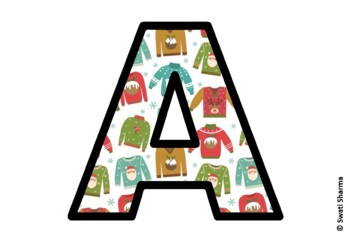 Christmas Ugly Sweater Bulletin Board Letters, Alphabet Posters