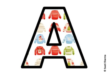Christmas Ugly Sweater Bulletin Board Letters, Alphabet Posters
