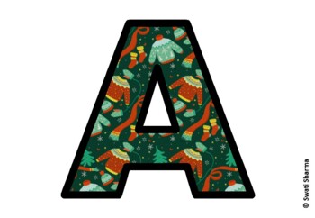 Christmas Ugly Sweater Bulletin Board Letters, Alphabet Posters