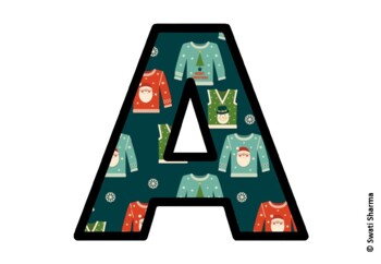Christmas Ugly Sweater Bulletin Board Letters, Alphabet Posters