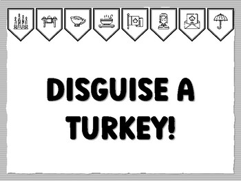 DISGUISE A TURKEY! Thanksgiving Bulletin Board Kit, November Ready to print Tha