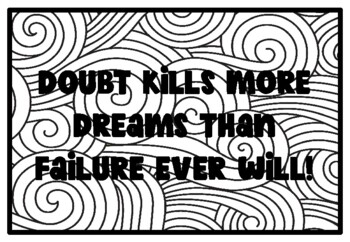 DOUBT KILLS MORE DREAMS THAN FAILURE EVER WILL!, Growth Mindset Activity