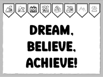 DREAM, BELIEVE, ACHIEVE! Mountains Bulletin Board Kit