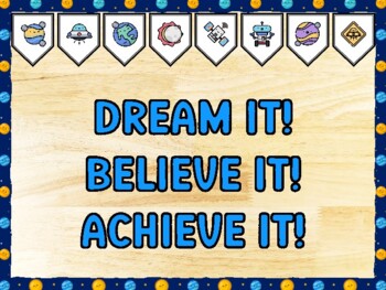 DREAM IT! BELIEVE IT! ACHIEVE IT! Galaxy Bulletin Board Kit & Door Décor