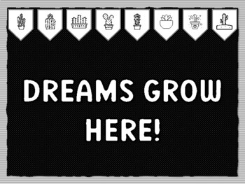DREAMS GROW HERE! Cactus Succulents Theme Bulletin Board Kit, Door Décor, Cactu