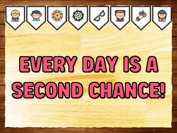 EVERY DAY IS A SECOND CHANCE! Kindness Printable Bulletin Board Kit & Door Dé