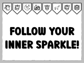 FOLLOW YOUR INNER SPARKLE! Unicorn Bulletin Board Kit, Ready to print Unicorn
