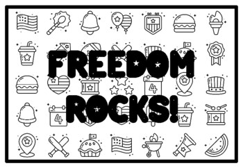 FREEDOM ROCKS! Fourth of July Activity, Patriotic Coloring Pages